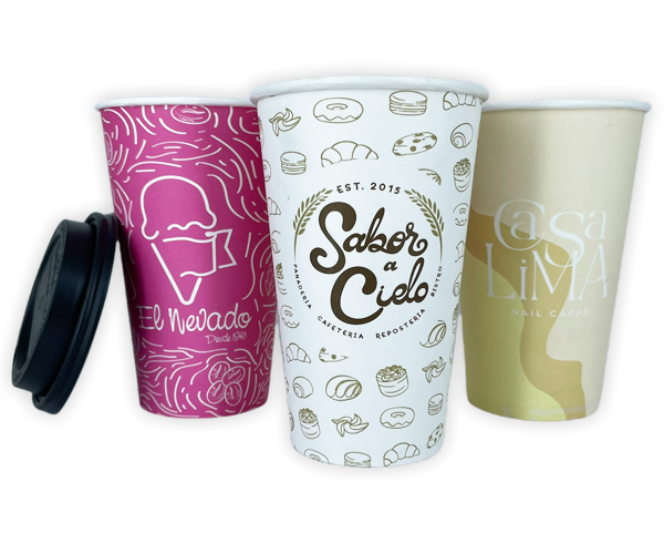 Vasos para cafe impresos en seleccion a color